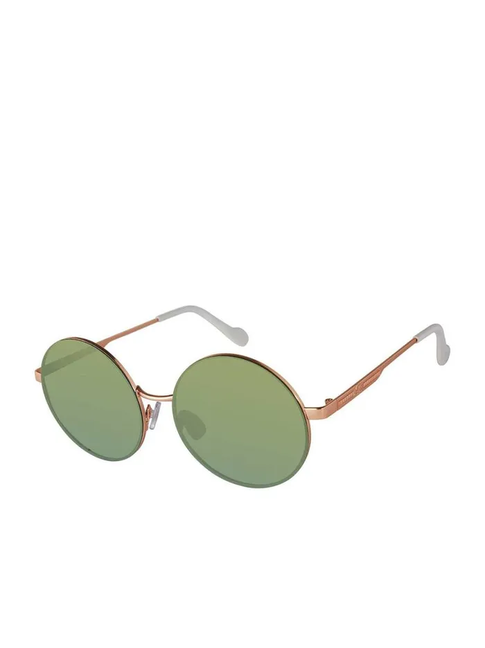 Women Vintage Metal Round Sunglasses In Rose Gold and White Jessica Simpson Sunglasses