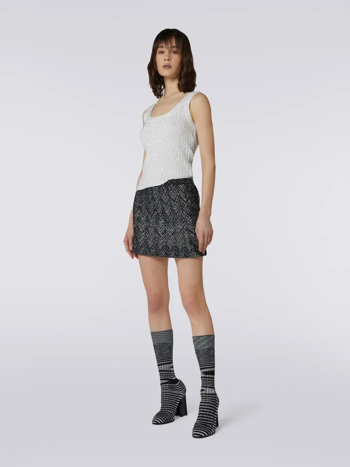 Women Viscose Blend Tank Top With Sequins White Missoni Tshirts And Tops Women Viscose Blend Tank Top With Sequins White Missoni Tshirts And Tops
