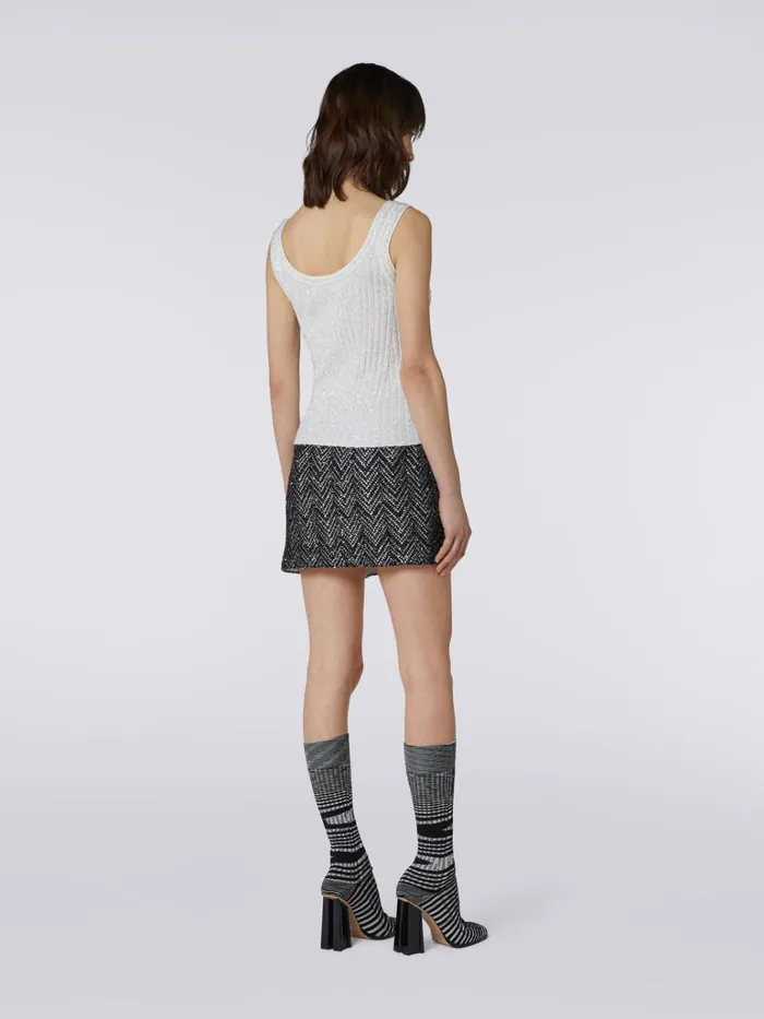 Women Viscose Blend Tank Top With Sequins White Missoni Tshirts And Tops Women Viscose Blend Tank Top With Sequins White Missoni Tshirts And Tops