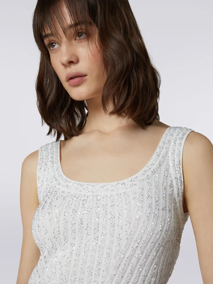 Women Viscose Blend Tank Top With Sequins White Missoni Tshirts And Tops Women Viscose Blend Tank Top With Sequins White Missoni Tshirts And Tops