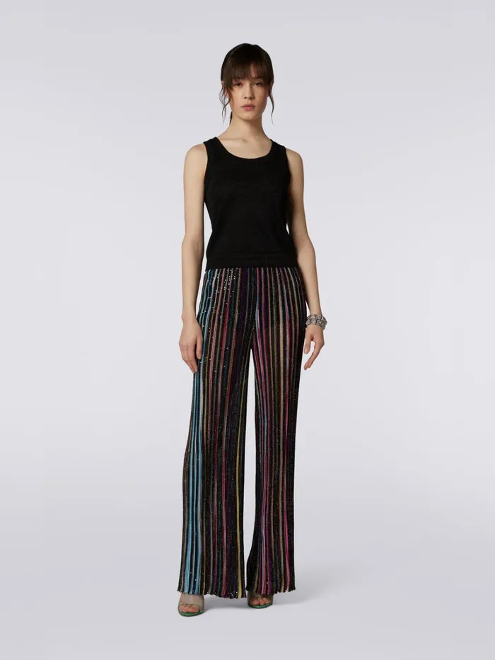 Women Viscose Blend Tank Top With ToneOnTone Chevron And Lam Black Missoni Tshirts And Tops