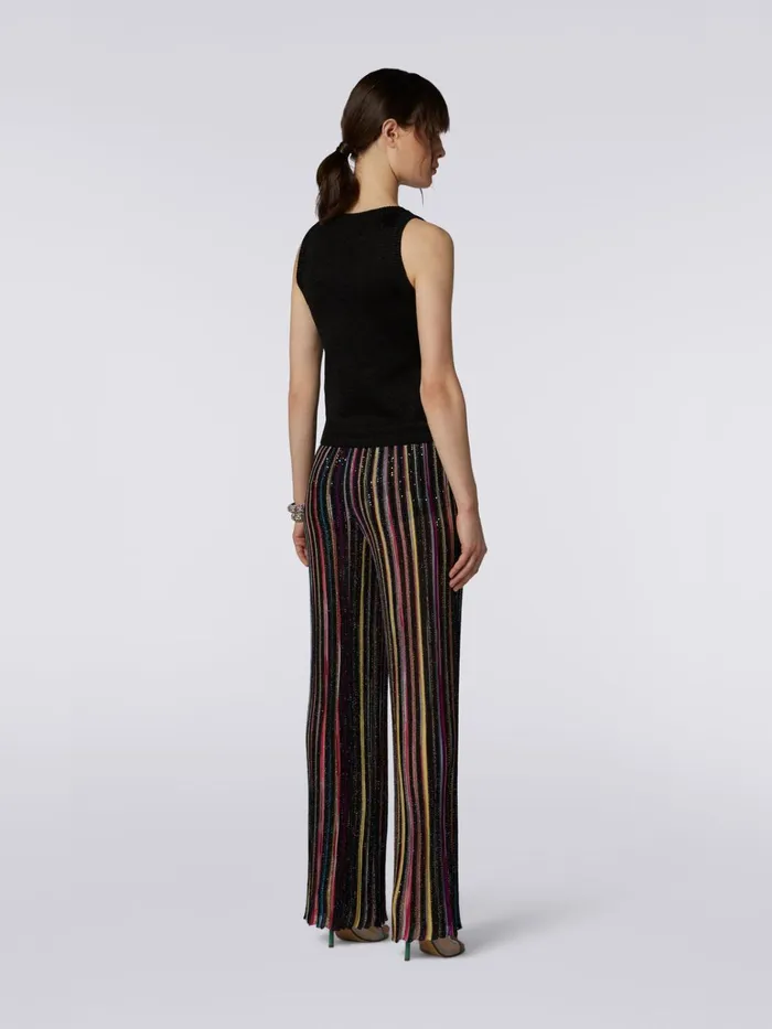 Women Viscose Blend Tank Top With ToneOnTone Chevron And Lam Black Missoni Tshirts And Tops