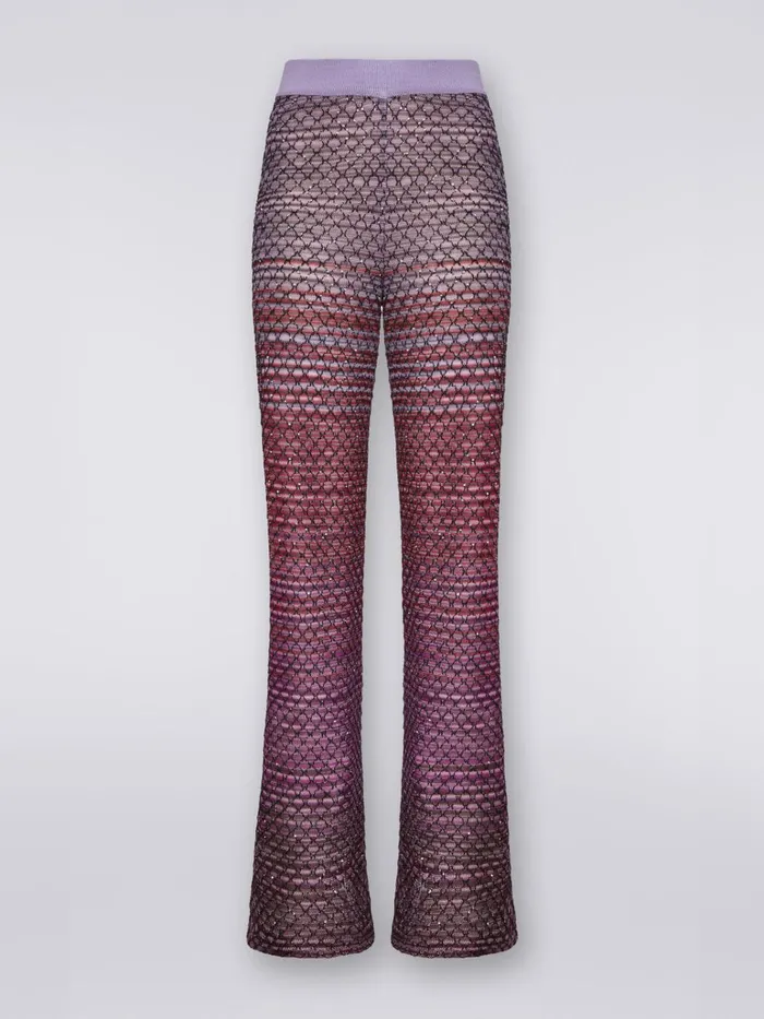 Women Viscose Blend Trousers With Mesh And Sequins Red Missoni Trousers