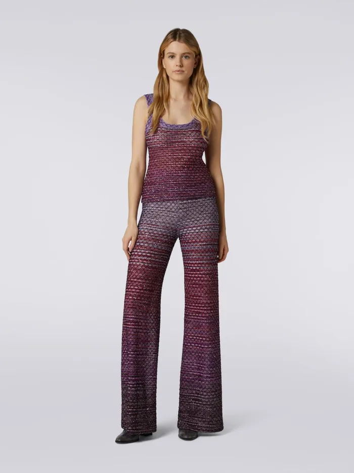 Women Viscose Blend Trousers With Mesh And Sequins Red Missoni Trousers Women Viscose Blend Trousers With Mesh And Sequins Red Missoni Trousers