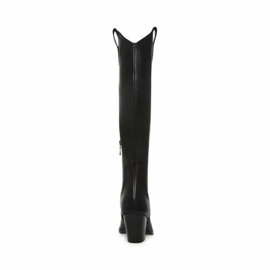 Women VITTORIA BLACK LEATHER Black Leather Steve Madden Boots and Booties Women VITTORIA BLACK LEATHER Black Leather Steve Madden Boots and Booties