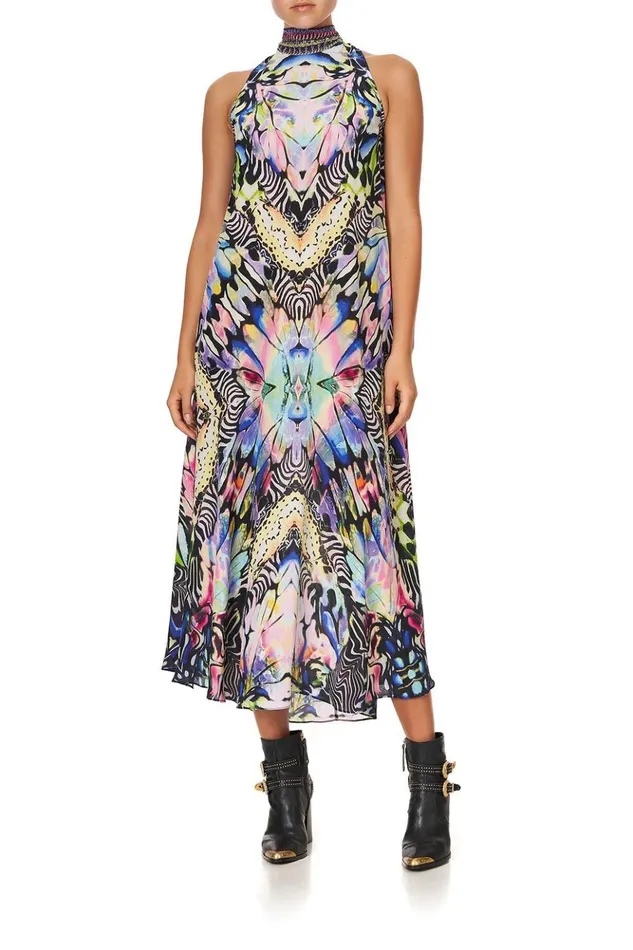 Women Wedding Guest Dresses Camilla High Neck Dress With Back Neck Tie Trance Temptation