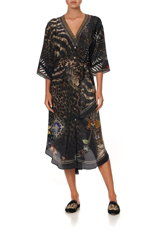Women Wedding Guest Dresses Camilla Loose Button Through Dress Treasure Chaser