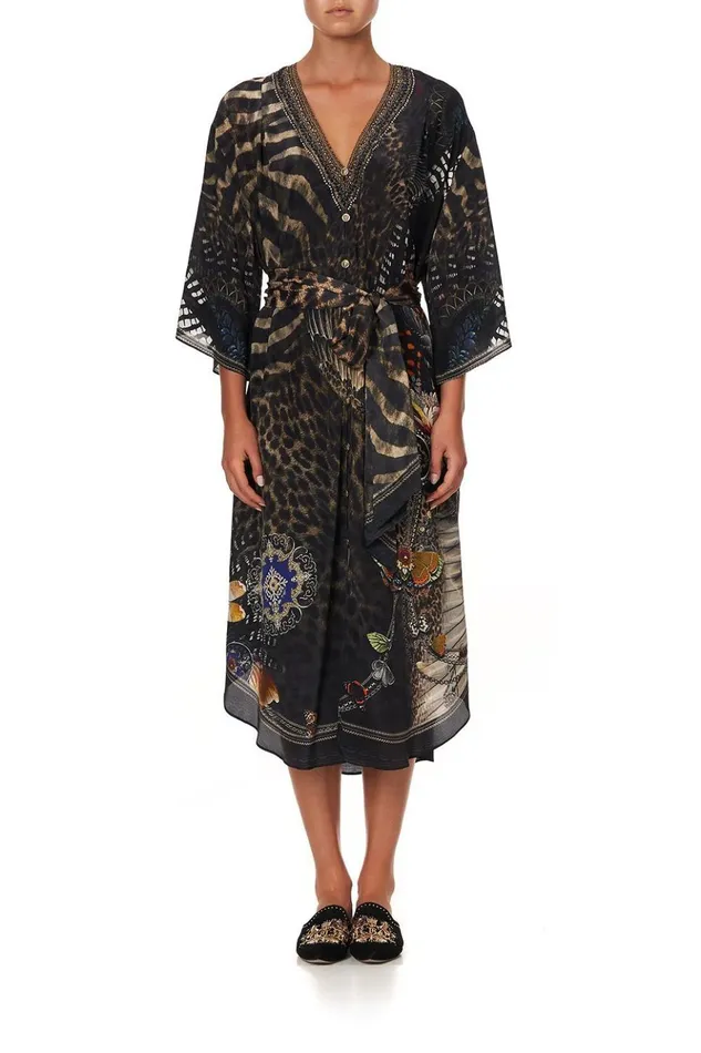 Women Wedding Guest Dresses Camilla Loose Button Through Dress Treasure Chaser