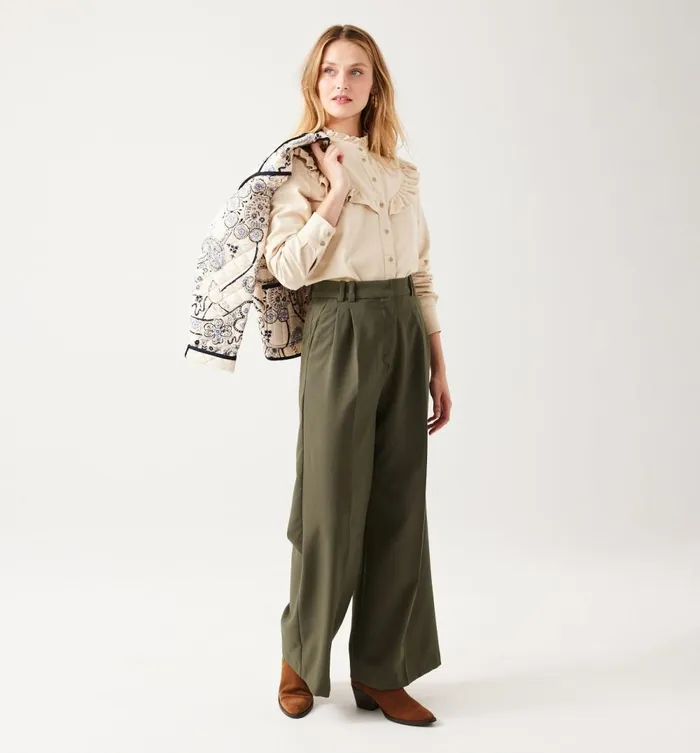 Women Wideleg HighWaist Trousers 8211 Khaki Promod Trousers Women Wideleg HighWaist Trousers 8211 Khaki Promod Trousers