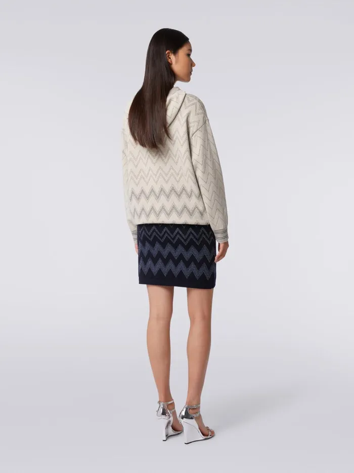 Women Wool And Viscose Miniskirt With Zigzag Pattern And Lurex Blue Missoni Skirts Women Wool And Viscose Miniskirt With Zigzag Pattern And Lurex Blue Missoni Skirts