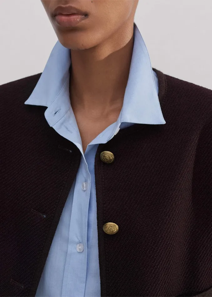 Women WoolBlend Twill Crop Jacket Deep Merlot MEEM