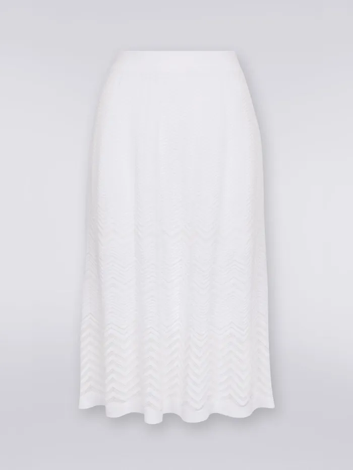 Women Wool Longuette Skirt With ToneOnTone Zigzag White Missoni Skirts