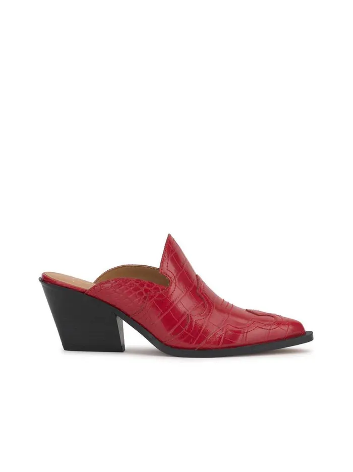 Women Zurina Heeled Mule In Red Muse Jessica Simpson Slides and Mules