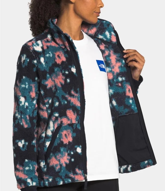 Womens The North Face Fleece Campshire FullZip Jacket Mallard Blue Abstract Ikat Flc Print