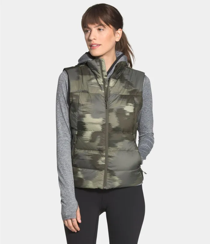 Womens The North Face Insulated and Down Jackets Hybrid Insulation Vest New Taupe Green Vapor Ikat Print