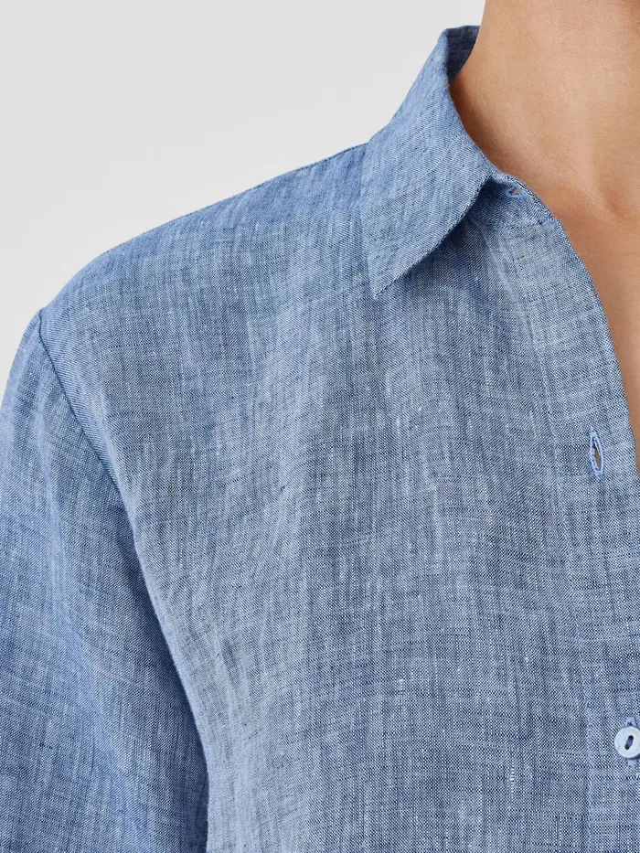 YarnDyed Handkerchief Organic Linen Shirt Chambray Women Eileen Fisher Tops and Tees