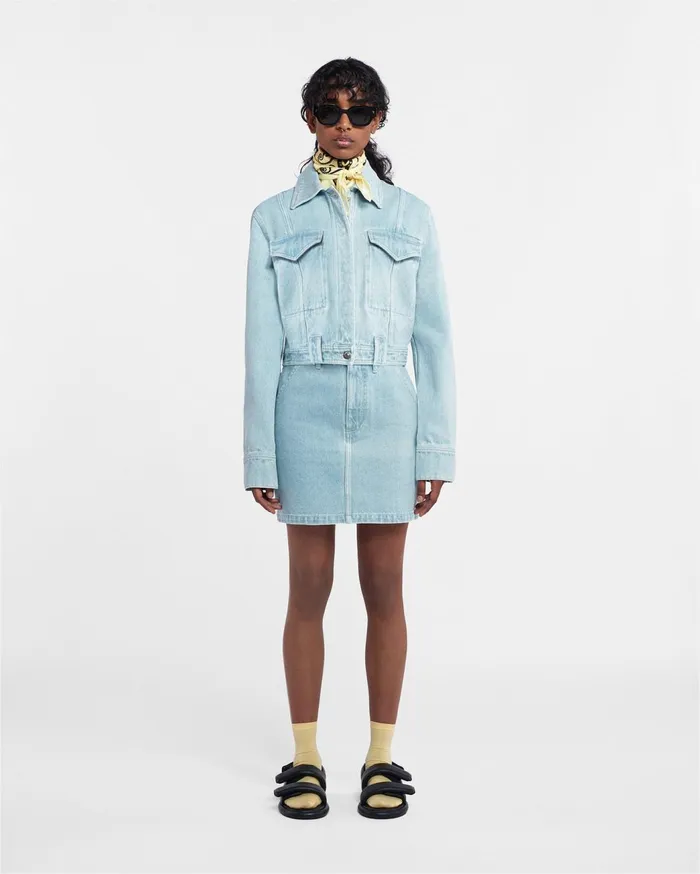 Zazou Sale Denim Mini Skirt Sun Bleach Women Nanushka Skirts