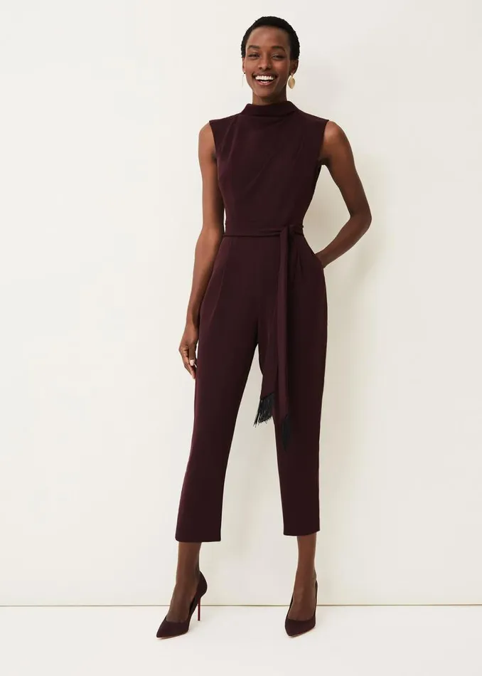 Zinnia Cowl Neck Jumpsuit Wine Women Phase Eight Dresses