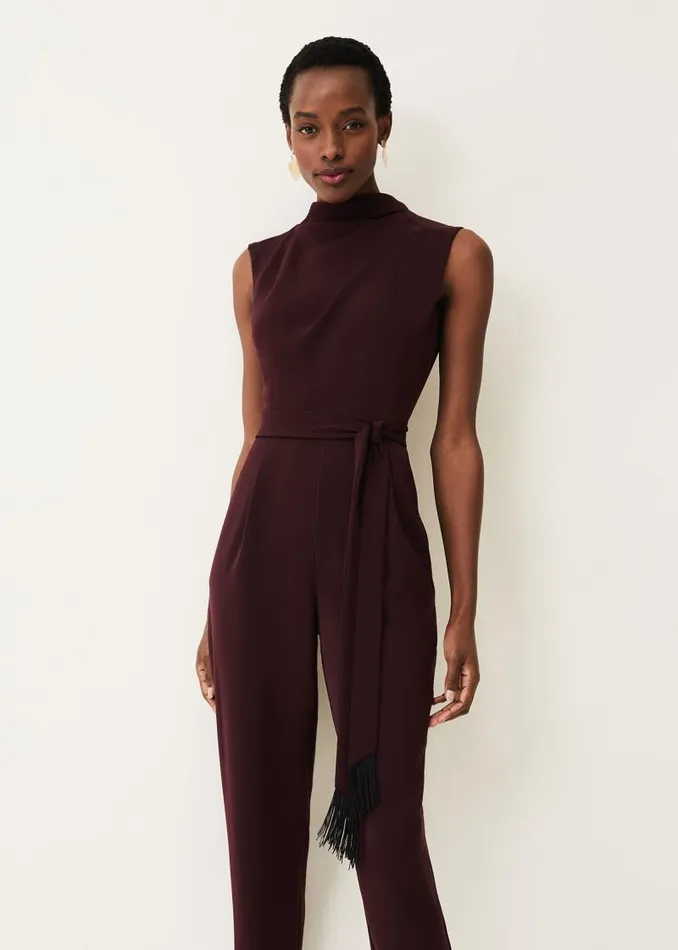 Zinnia Cowl Neck Jumpsuit Wine Women Phase Eight Dresses