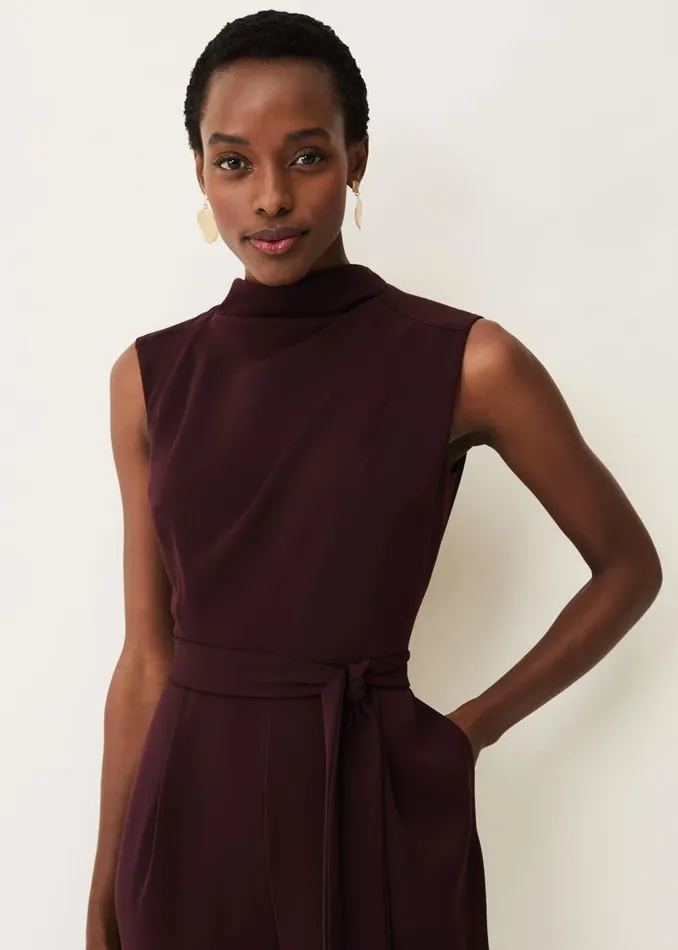 Zinnia Cowl Neck Jumpsuit Wine Women Phase Eight Dresses