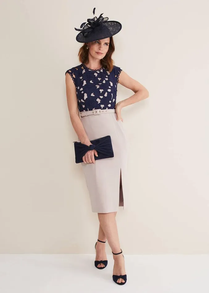 Zita Lace Sleeveless Dress Lattenavy Women Phase Eight Dresses