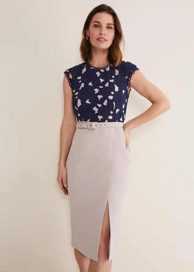 Zita Lace Sleeveless Dress Lattenavy Women Phase Eight Dresses