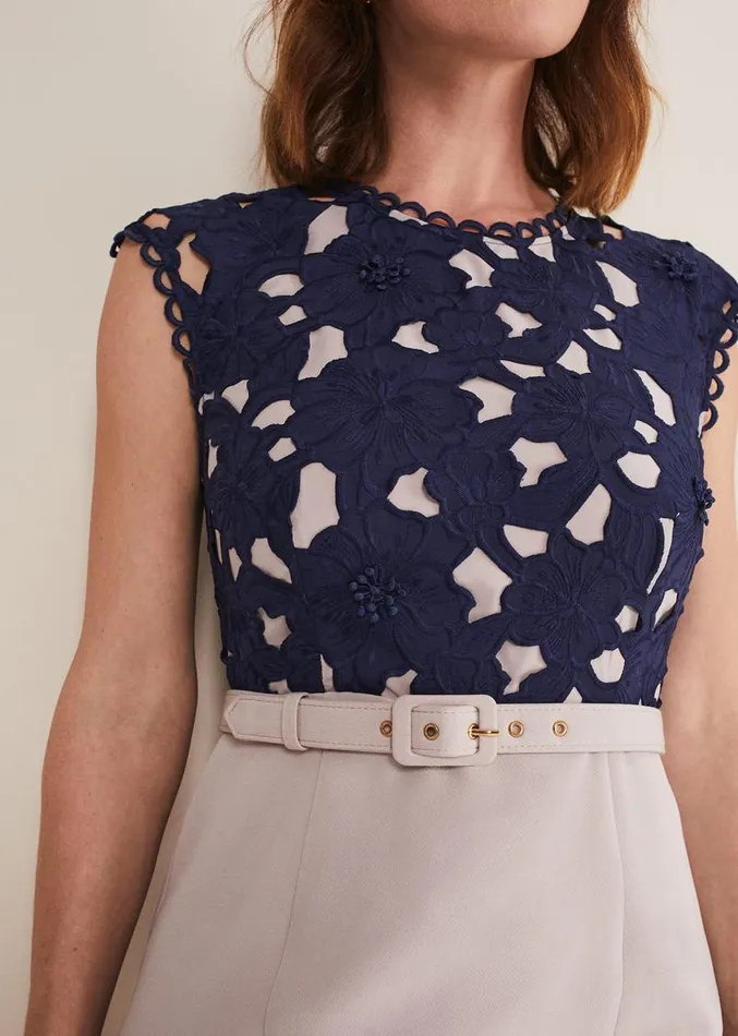 Zita Lace Sleeveless Dress Lattenavy Women Phase Eight Dresses