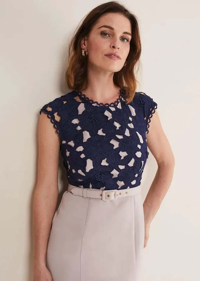 Zita Lace Sleeveless Dress Lattenavy Women Phase Eight Dresses